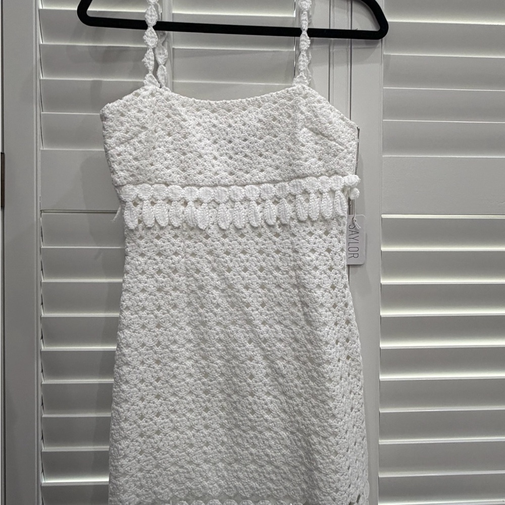 SAYLOR White Crochet Mini Dress